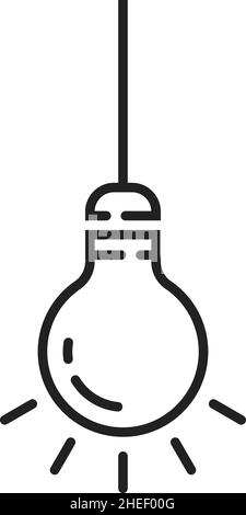 black hanging thin line bulb Stock Vector