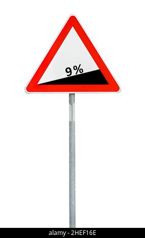 Triangle road sign dangerous Stock Photo