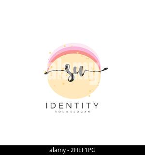 SU Handwriting logo vector art of initial signature, wedding, fashion, jewerly, boutique, floral and botanical with creative template for any company Stock Vector