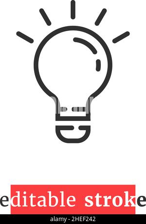 minimal editable stroke bulb icon Stock Vector