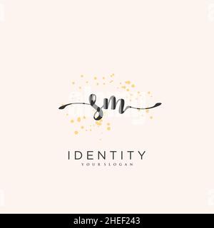 SM Handwriting logo vector art of initial signature, wedding, fashion, jewerly, boutique, floral and botanical with creative template for any company Stock Vector