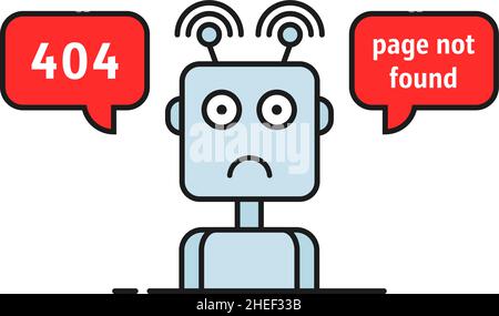 sad robot like funny 404 error Stock Vector