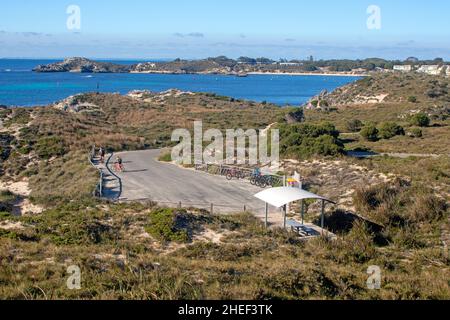 Bike parking at Little Parakeet Bay on Rottnest Island Stock Photo