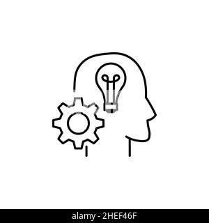 Idea icon vector. Head with lamp illustration sign collection, invention symbol, solution logo, innovation mark Stock Vector
