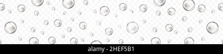 Underwater oxygen bubbles stream. Fizzy carbonated drink, seltzer, beer, soda, cola, lemonade, champagne, sparkling wine texture. Carbon dioxide effect in water. Vector realistic illustration Stock Vector