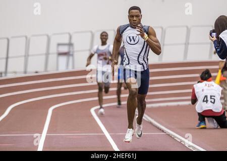 August 2, 2019: Rodney Thomas II of Pearland Track Xpress celebrates his  gold medal win in the Boys Long Jump 11 years old division during the 2019  AAU Junior Olympic Games at