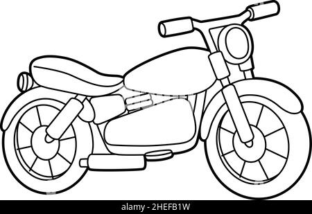 Motorcycle Coloring Page Isolated for Kids Stock Vector