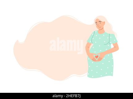 Flat pregnancy background with text space. Stock Vector