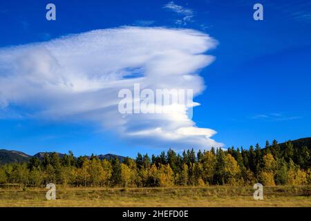 A dramatic cloud formation in Kananaskis Country in Alberta, Canada. Stock Photo