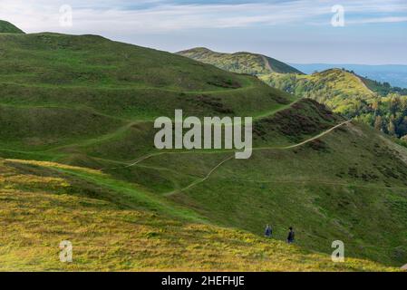 Malvern Worcestershire,England-June 01 2021:Visitors to this popular beauty spot,enjoy exercising and taking in the beautiful views from the various h Stock Photo