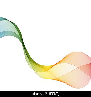 Colorful Design Element Gradient Wave Line Isolated on White Background. Abstract Transparent Smooth Wavy Horizontal Curved Line. Stock Photo