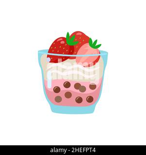 Bubble tea cup isolated on white background. Cartoon glass with milk shake. Asian food desert Stock Vector