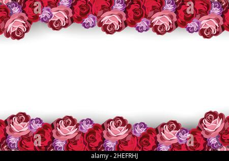 Rose background, Valentine's Day romantic concept with postcard top view, Stock Vector