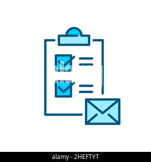 Mail list on a clipboard. Pixel perfect, editable stroke color icon Stock Vector