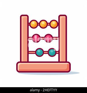 abacus isolated cartoon for education concept vector illustration in outline flat style Stock Vector