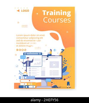 Business Seminar Poster Template Flat Cartoon Background Vector ...