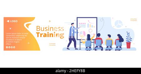 Business Online Training, Seminar or Courses Banner Template Flat Illustration Editable of Square Background for Social media or Greetings Card Stock Vector