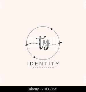 TY Handwriting logo vector art of initial signature, wedding, fashion, jewerly, boutique, floral and botanical with creative template for any company Stock Vector