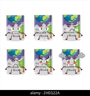 Economic books cartoon character with various angry expressions. Vector illustration Stock Vector