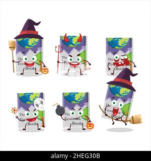 Halloween expression emoticons with cartoon character of economic books. Vector illustration Stock Vector