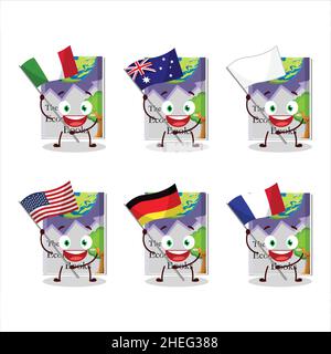 Economic books cartoon character bring the flags of various countries. Vector illustration Stock Vector