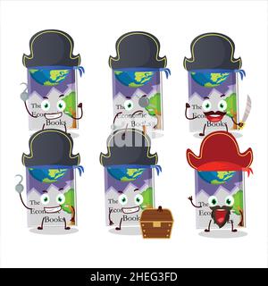 Cartoon character of economic books with various pirates emoticons. Vector illustration Stock Vector