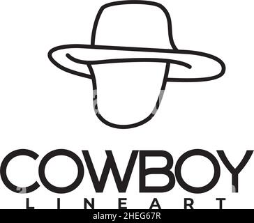 Cowboy head lineart vector logo design Stock Vector