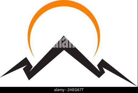 Simple black mountain icon vector logo design Stock Vector