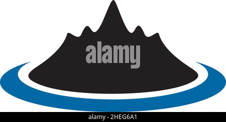 Simple black mountain icon vector logo design Stock Vector