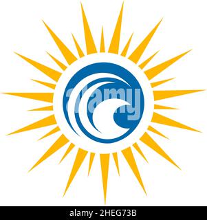 Sun and wave vector logo design Stock Vector
