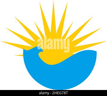 Sun and wave vector logo design Stock Vector