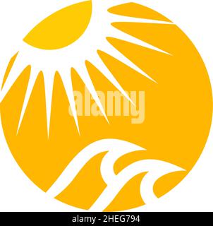 Sun and wave vector logo design Stock Vector
