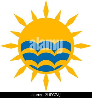Sun and wave vector logo design Stock Vector
