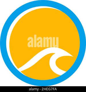 Sun and wave vector logo design Stock Vector