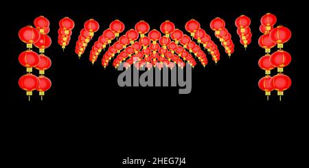 Chinese new year lanterns on transparncy background. 3D rendering. Stock Photo