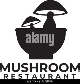 Mushroom soup in a bowl vector logo design Stock Vector