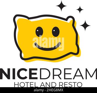 Smiling pillow character logo design for hotel industry Stock Vector