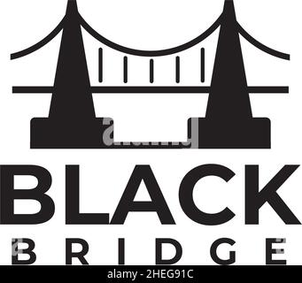 Black bridge icon vector logo design Stock Vector