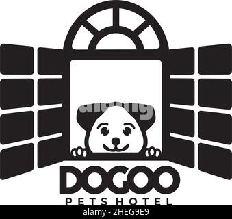 Dog or pet hotel vector logo design Stock Vector