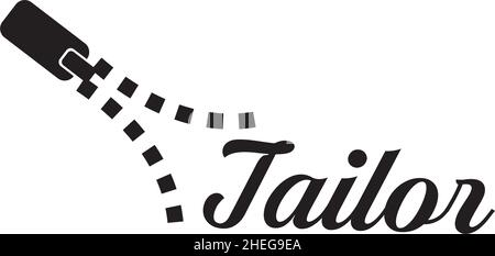 Tailor fashion logo with zipper icon vector design Stock Vector