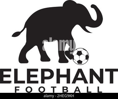 Elephant kicks ball vector logo design Stock Vector
