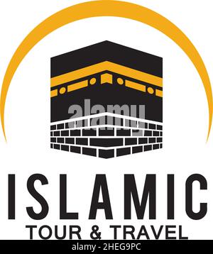 Tour and travel agency to hajj or umrah vector logo design Stock Vector