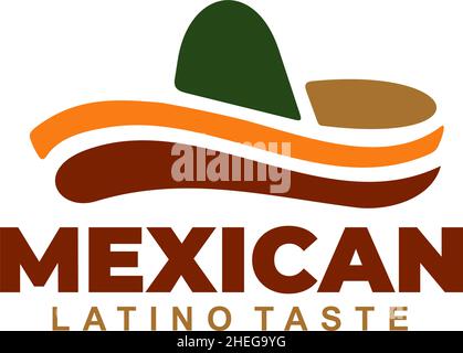 Mexican restaurant or fashion vector logo design with hat icon Stock Vector