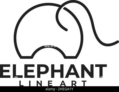 Outline lineart elephant vector logo design Stock Vector