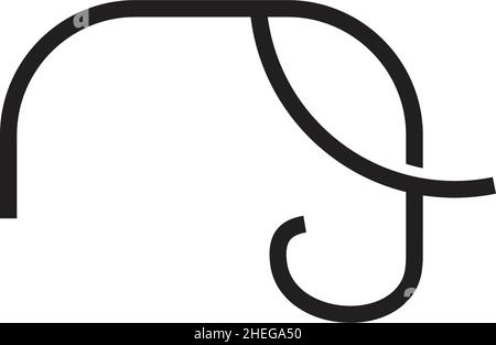 Outline lineart elephant vector logo design Stock Vector