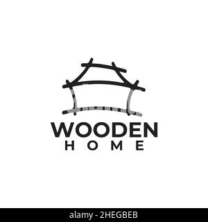 Black traditional wooden home vector logo design Stock Vector