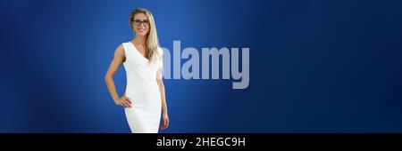 Pretty female in personal cabinet Stock Photo