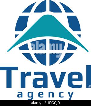 Plane and globe earth for travel company vector logo design Stock Vector