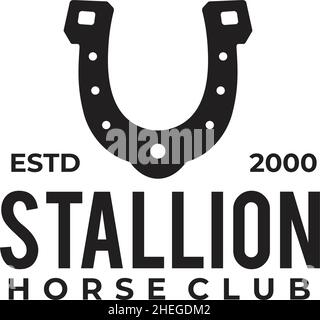 Horse stallion club horseshoe vector symbol logo design Stock Vector