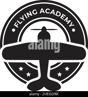 Flight aviation academy vector emblem logo design Stock Vector